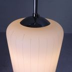 Vintage Hanglamp Met Cilindervormige Wit Glazen Kap, Jaren 50 thumbnail 14