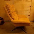 * Vintage Draaifauteuil Herbekleed Deense Fauteuil Draaistoel thumbnail 7