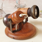 Vintage Houten Scandinavische Lamp Met Twee Verstelbare Messing Spots – Jaren '70 thumbnail 9