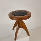 Art Deco Verstelbare Pianokruk Met Leren Zitting – Ca. 1920 thumbnail 14