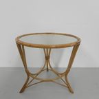 Rotan , Bamboe Salontafel Met Ronde Glasplaat thumbnail 9