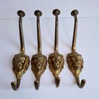 4 Vintage Lange Messing Leeuwenkop Haken Kapstokhaken thumbnail 9