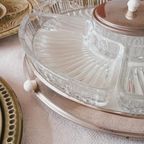 Vintage Draaiplateau Snackschaal Glas Chroom thumbnail 12