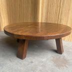 Vintage Massief Eiken Brutalist /Wabi-Sabi Ronde Salontafel thumbnail 4