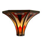 Art Deco / Amsterdam School - Stained Glass Wall Sconce - Bronze Frame - In The Style Of Tuschins thumbnail 3
