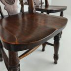 Set Van 6 Engelse Antieke Boerderij Eetkamerstoelen - 19E-Eeuwse Bullseye-Rug thumbnail 15