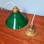 Art Deco Hanglamp In Kegelgroen Opaline, 1920-30 thumbnail 8