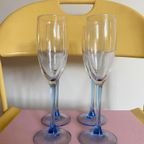 4X Champagneglas Met Blauwe Steel Luminarc thumbnail 6