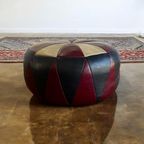 Vintage Patchwork Poef In Rood - Ecru - Zwart thumbnail 4