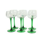 Set Van 6 Vintage Luminarc Elzas Wijnglazen Smalle Groene Voet thumbnail 11