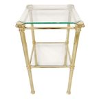 Hollywood Regency Bijzettafel Etagère Messing Glas 1970s thumbnail 5
