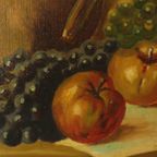 Stilleven Fruit Met Een Kruik Olieverf Op Doek Schilderij Gesigneerd thumbnail 6