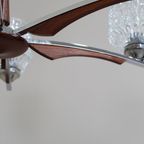 Vintage Plafondlamp, Kroonluchter - Jaren '60, Hout, Glas thumbnail 5