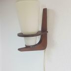 Vintage Scandinavische Wandlamp Teak Melkglas Mid Century 60 thumbnail 4