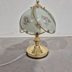 Hollywood Regency Tafel Lamp Met Gebogen Glas Vintage thumbnail 9