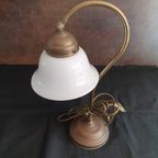 Vintage – Bureaulamp – Tafellamp -Bedlamp – Opaline Kap thumbnail 12