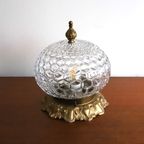 Vintage Hollywood Regency Plafonniere Glas/Goud, Italie  Jaren '70 thumbnail 3