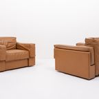 Italian Modern Cognac Leather Club Armchairs / Fauteuil thumbnail 4