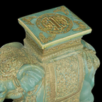 Uniek Olifant Keramiek Salontafel 2 Turquoise Olifanten Met Glazen Blad. thumbnail 11