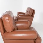 Pair Of Brown Leather Club Armchairs / Fauteuil From 1970’s, Italy thumbnail 7