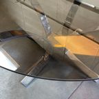 Vintage Ronde Salontafel, Rookglazen Blad En Chromen Frame, Space Age, 1970'S thumbnail 5
