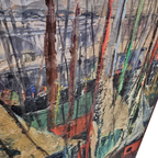 Vintage Frans Schilderij Met Boten In Haven, Jaren 50 thumbnail 10