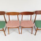 4 Vintage Deense Stoelen Farstrup Nieuw Gestoffeerd Roze thumbnail 6