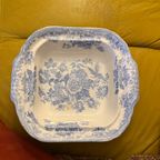 Antieke Engelse Aziatische Fazantenschaal Met Het Iconische Blauw-witte Patroon thumbnail 14
