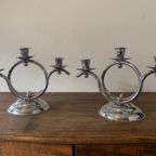 Art Deco 1930S Demeyere Chrome Candlesticks, Belgium thumbnail 7