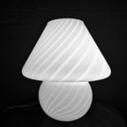 Murano Witte Swirl Mushroom Lamp, Jaren 70 thumbnail 10