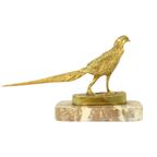 Art Deco Beeld Fazant Sculptuur Verguld Brons Marmer Jaren 20 thumbnail 11