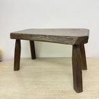 Brutalist Solid Oak Wooden Side Table , 1970S thumbnail 7