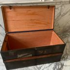 Een Houten Hutkoffer/ Reiskist Oftewel "steamer Trunk", Ca. 1900 thumbnail 9