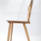 Set Van 6 Brutalist Licht Houten Stoelen Jaren 60 thumbnail 7