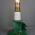 Vintage Groene Keramieken Franse Lamp Met Gouden Accenten thumbnail 3