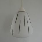 Vintage Fifties Hanglamp Melkglas Bakeliet Grijze Strepen thumbnail 3