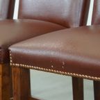 Set Van 4 Luxe En Comfortabele Cognac-kleurige Engelse Stijl Eetkamerstoelen thumbnail 6