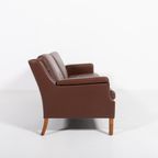 Vintage Brown Leather Sofa From Mogens Hansen Denmark 1980’s thumbnail 5