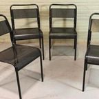 Vintage Set Van 4 Metalen Stoelen, Zwart, Perforated Metal thumbnail 2