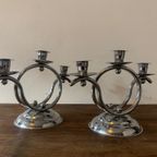 Art Deco 1930S Demeyere Chrome Candlesticks, Belgium thumbnail 15