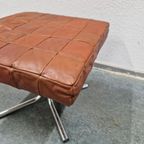 Vintage Voetenbank Leren Patchwork Buizenframe Voetenbankje thumbnail 9