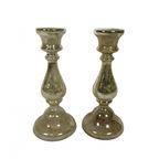 Set Van 2 Kwikzilveren Kandelaars, Rond 1900 (armeluiszilver) thumbnail 3