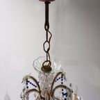 Vintage Kobalt Blauwe Murano - Glas En Kristal - Kroonluchter Met Kralen thumbnail 5