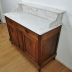 Vintage Frans Dressoir Commode, Ladekast Badkamermeubel Met Marmer Blad 903 thumbnail 9