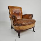 Klassieke Engelse Leren Stoel 1912 thumbnail 3
