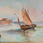 Een Stel 19e Eeuwse Zeegezichten - L. Edouard thumbnail 6