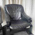 Svend Skipper Mobler Vintage Zwarte Leren Lounge Stoelen ‘apollo’ thumbnail 3