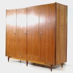 Vintage Mid Century 4-deurs Teak Kledingkast, 1960s thumbnail 4