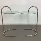 2 Vintage IKEA Ry Glas En Chroom Bijzettafeltjes Tord Bjorklund thumbnail 6