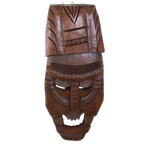 Vintage Houten Wandmasker Masker Hout Wanddecoratie thumbnail 3